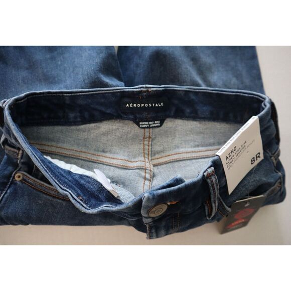 Aéropostale Women Sz 8R Blue Distressed Super High Rise Curvy Denim Jeggings - Picture 3 of 9